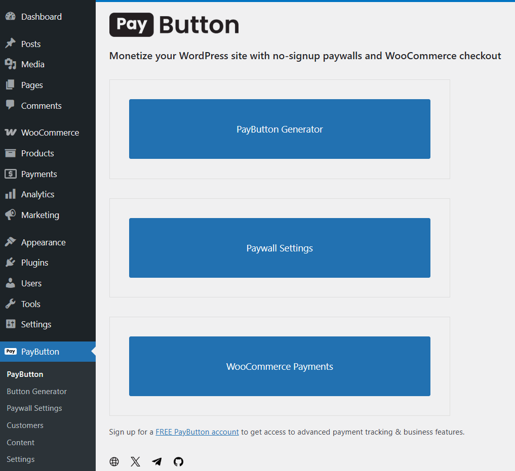 WordPress PayButton Plugin Interface